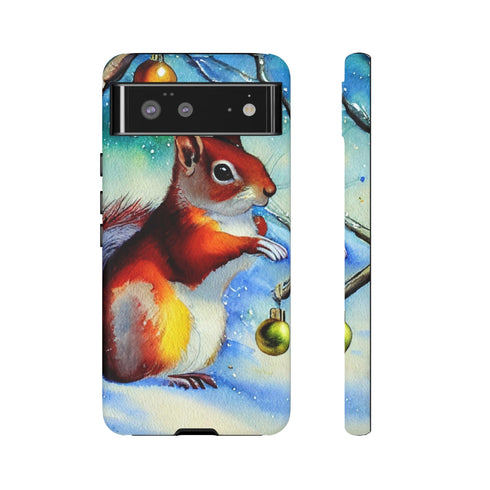A Squirrel Decorates the Forest for Christmas - Impact Resistant Phone Case Google Pixel 6 Matte